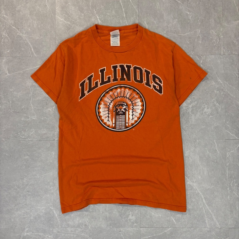 Delta Pro Weight Illinois Fighting Illini Orange Graphic T-Shirt Mens Small